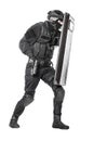 SWAT officer with ballistic shield Royalty Free Stock Photo