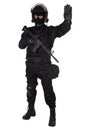 SWAT officer in black uniform