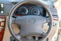 Swat, Pakistan - January 01, 2023: SRS airbag in steering wheel of a toyota vehicles closeup Royalty Free Stock Photo