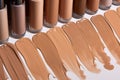 Swatches of foundation in different skin shades. Generative AI