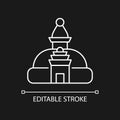 Swayambhu stupa white linear icon for dark theme Royalty Free Stock Photo