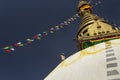 Swayambhunath is an ancient religious complex atop a hill in the Kathmandu Valley at Monkey Temple , Nepal