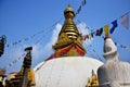 Swayambhunath Temple or Monkey Temple with Buddha eyes at Kathmandu Nepal