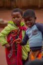 Swazi children in a traditional village