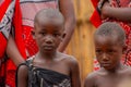 Swazi children in a traditional village