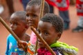 Swazi children in a traditional village