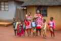 Swazi children in a traditional village