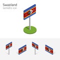 Swaziland flag, vector 3D isometric flat icons Royalty Free Stock Photo