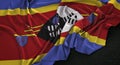 Swaziland Flag Wrinkled On Dark Background 3D Render