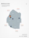 Swaziland infographic map vector illustration.