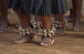 Bare feet of Swazi woman dancers with handmade rattles in Swaziland