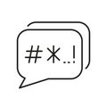 Swear And Argue Line Icon. Customer Complain. Hate, Curse Concept, Speech Bubble With Censored Bad Words Linear