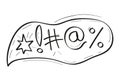 Swear, expletive words vector. Angry, rude fellings in comic, cartoon baloons. Dynamite icon vector in doodle style Bomb