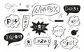 Swear, expletive words vector set. Angry, rude fellings in comic, cartoon baloons. Dynamite icon vector in doodle style
