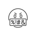 Swear face expression emoji outline icon