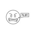 Swear face expression emoji vector icon symbol isolated on white background