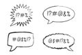 swear speech bubble set in aggressive naive doodle sketch style. Hate message, bad words, anger dialog concept.