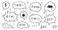 Swear word speech bubble set. Curse, rude, swear word for angry, bad, negative expression. Hand drawn doodle sketch