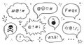 Swear word speech bubble set. Curse, rude, swear word for angry, bad, negative expression. Hand drawn doodle sketch