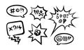 Swearing speech bubble censored with symbols. Hand drawn swear words in text bubbles to express exclamation and harsh Royalty Free Stock Photo