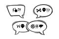 Swearing speech bubbles censored with symbols. Hand drawn swear words in text bubbles to express dissatisfaction and bad