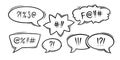 Swearing speech bubbles censored with symbols. Hand drawn swear words in text bubbles to express exclamation and harsh