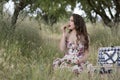 Sweat young woman holding some cherries Royalty Free Stock Photo