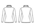 Sweater Exaggerated Turtleneck technical fashion illustration with long raglan sleeves, slim fit, hip length, rib trim Royalty Free Stock Photo