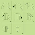 Sweater Folding Tutorial Sequence Cartoon Vector Illustration