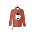 Sweater on hangers with funny cat design