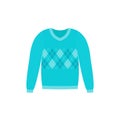 Sweater icon. Vector illustration. Blue pullover. Flat design