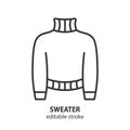 Sweater line icon. Female clothes vector symbol. Editable stroke Royalty Free Stock Photo