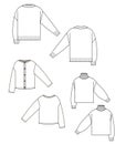 Sweaters technical sketch set Royalty Free Stock Photo