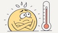 A sweating emoji with a very high fever on a thermometer, vector design Generative AI Royalty Free Stock Photo