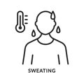 Sweating flat line icon. Vector illustration anxiety person and high temperature, fever