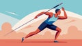 Sweating and out of breath a determined runner readies their throw as they compete in the javelin event at a local track