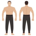 Sweatpants man template front, back views