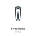 Sweatpants outline vector icon. Thin line black sweatpants icon, flat vector simple element illustration from editable clothes Royalty Free Stock Photo
