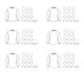 Sweatshirt template different vector models, front and back view