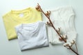 Sweatshirts, t - shirt and cotton on white background