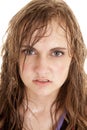 Sweaty woman serious Royalty Free Stock Photo