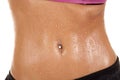 Sweaty woman stomach