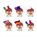 Swede cartoon character bring the flags of various countries