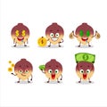 Swede cartoon character with cute emoticon bring money
