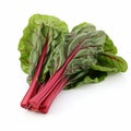 Swede Greens With Red Stripes: A Chard Isolated On White Background