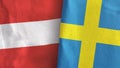 Sweden and Austria two flags textile cloth 3D rendering Royalty Free Stock Photo
