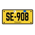 Sweden automobile license plate on white background