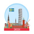 Sweden background with national attractions