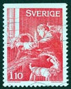 SWEDEN - CIRCA 1977: A stamp printed in Sweden shows Christmas preparations, circa 1977.