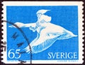 SWEDEN - CIRCA 1971: A stamp printed in Sweden shows Nils Holgersson on goose